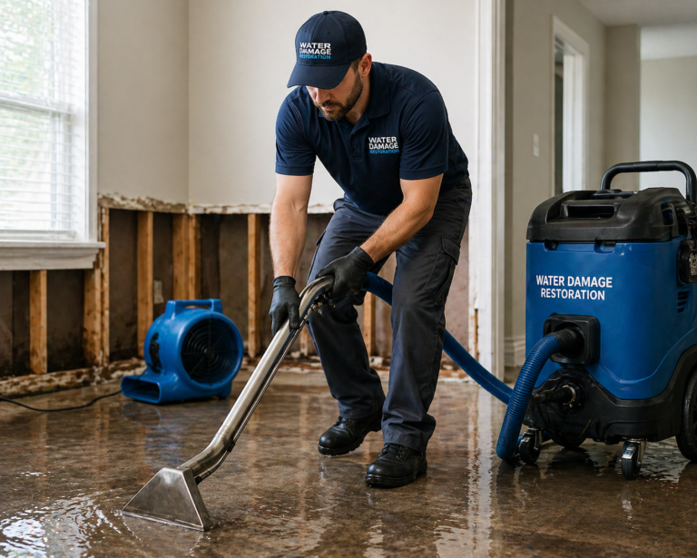 Technician performing water extraction