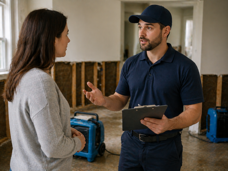 Technician speaking with homeowner